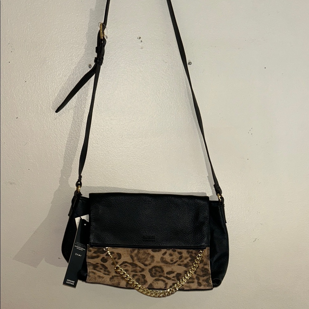 Aimee Kestenberg Black and Leopard Crossbody Bag